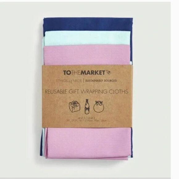 To The Market Reusable Gift Wrapping Cloths (Set of 3) - Picture 3 of 3